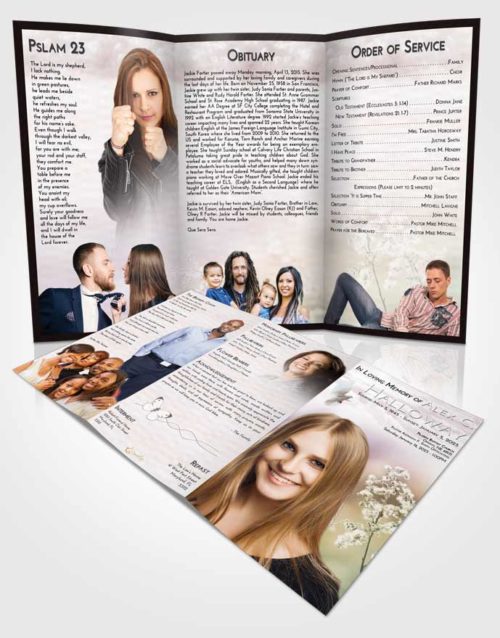 Obituary Template Trifold Brochure Morning Colorful Spring