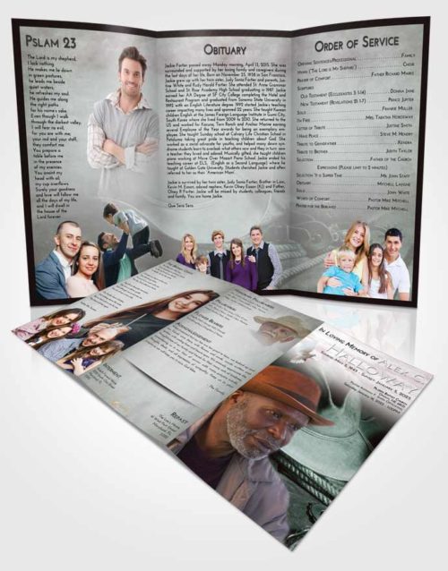 Obituary Template Trifold Brochure Morning Cowboy Serenity