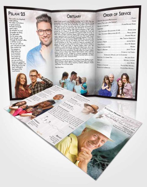 Obituary Template Trifold Brochure Morning Deep Roots
