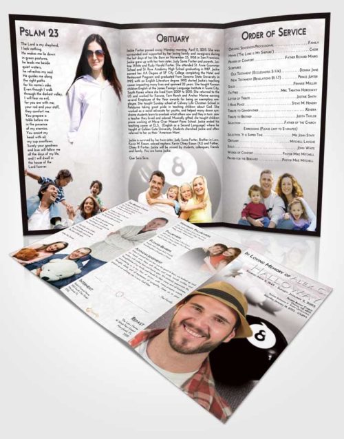 Obituary Template Trifold Brochure Morning Eight Ball
