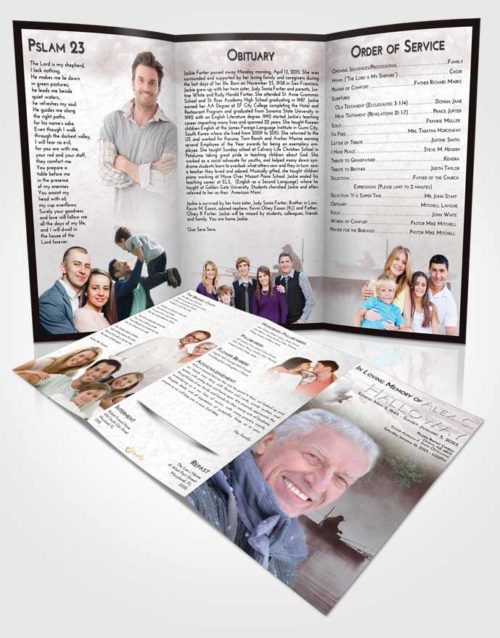 Obituary Template Trifold Brochure Morning Fishing Tranquility