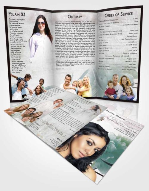Obituary Template Trifold Brochure Morning Floral Dream