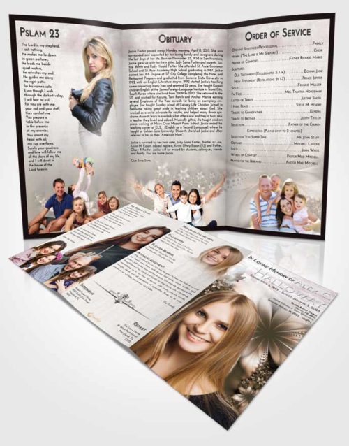 Obituary Template Trifold Brochure Morning Floral Lust