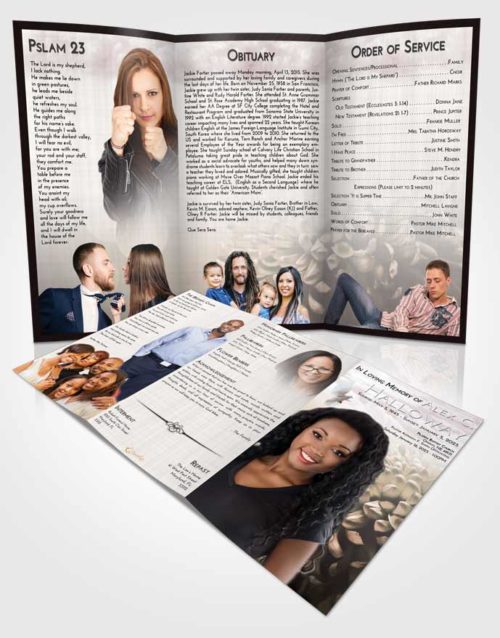 Obituary Template Trifold Brochure Morning Floral Morning