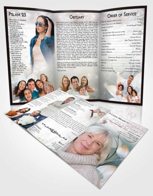 Obituary Template Trifold Brochure Morning Floral Peace