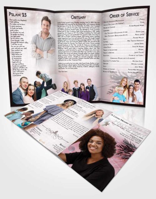 Obituary Template Trifold Brochure Morning Floral Style
