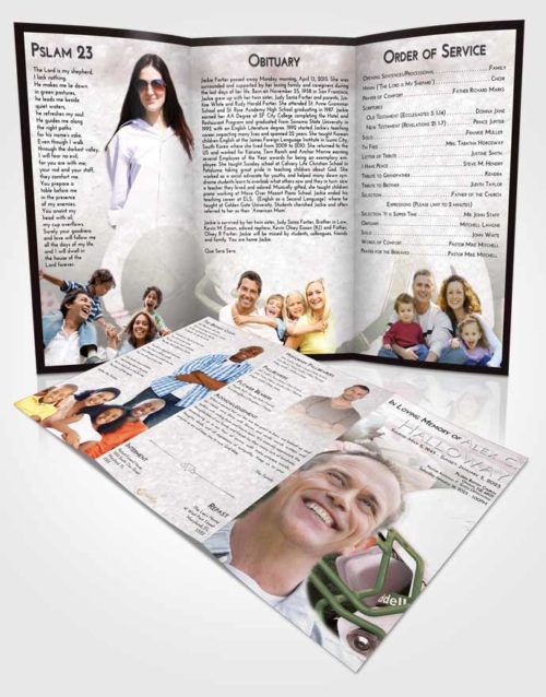 Obituary Template Trifold Brochure Morning Football Party