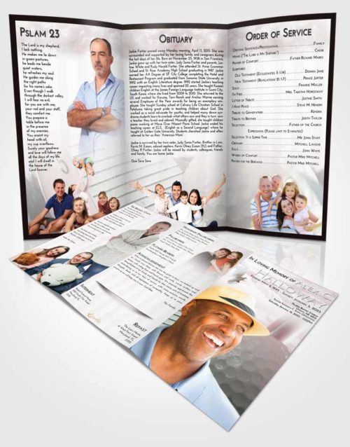 Obituary Template Trifold Brochure Morning Golf Day
