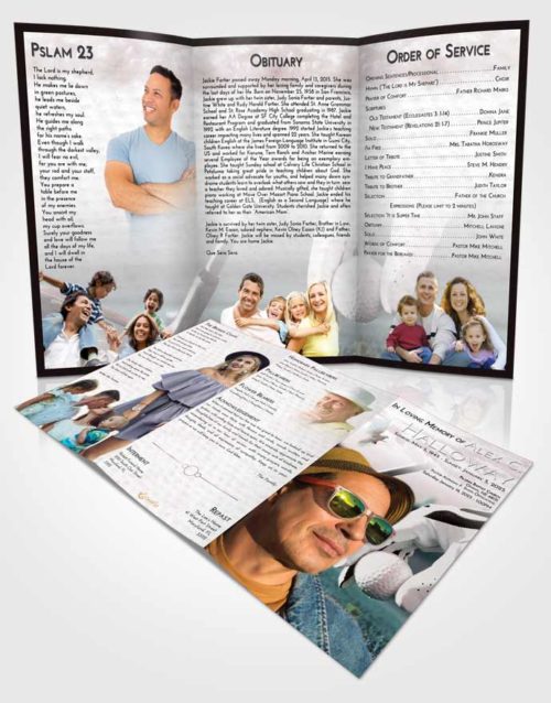 Obituary Template Trifold Brochure Morning Golf Tee