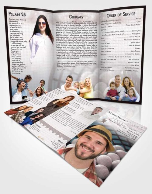 Obituary Template Trifold Brochure Morning Golf Tranquility