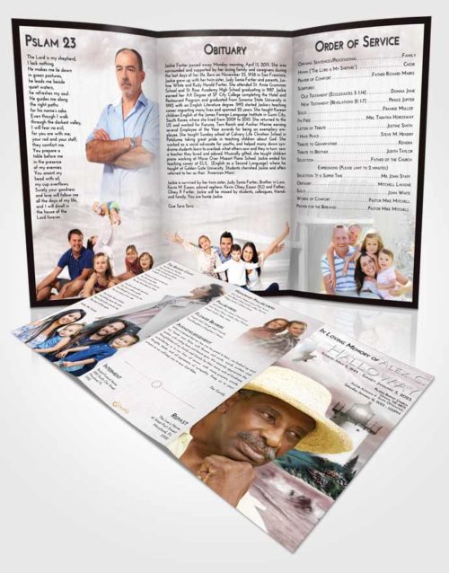 Obituary Template Trifold Brochure Morning Lighthouse Laughter