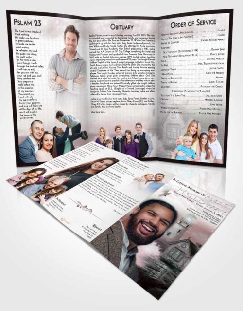 Obituary Template Trifold Brochure Morning Lighthouse Lookout