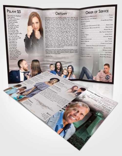 Obituary Template Trifold Brochure Morning Lighthouse Magnificence