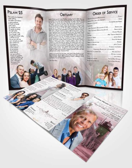 Obituary Template Trifold Brochure Morning Lighthouse Tranquility