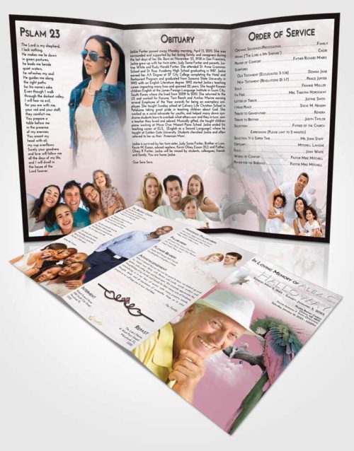 Obituary Template Trifold Brochure Morning Magical Parrot