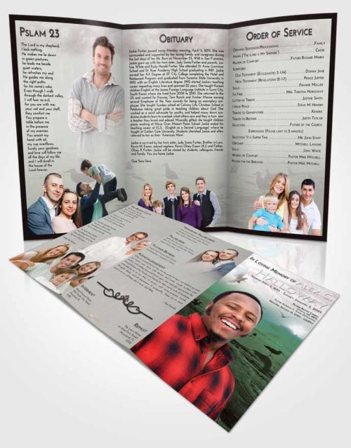 Obituary Template Trifold Brochure Morning Natural Beach