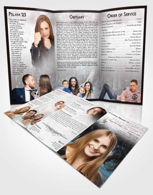 Obituary Template Trifold Brochure Morning Summer Forest