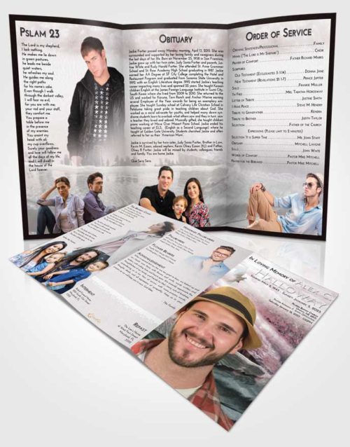 Obituary Template Trifold Brochure Morning Summer Waves