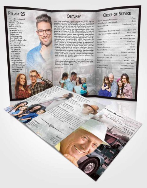 Obituary Template Trifold Brochure Morning Trucker Days
