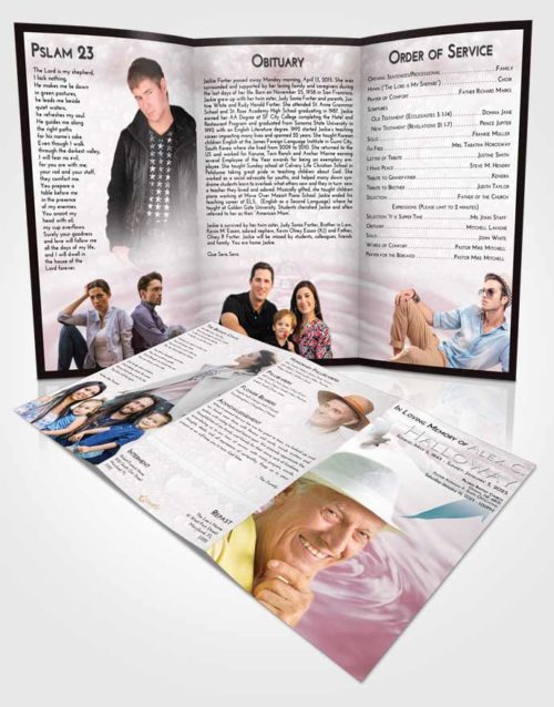 Obituary Template Trifold Brochure Morning Water Droplet