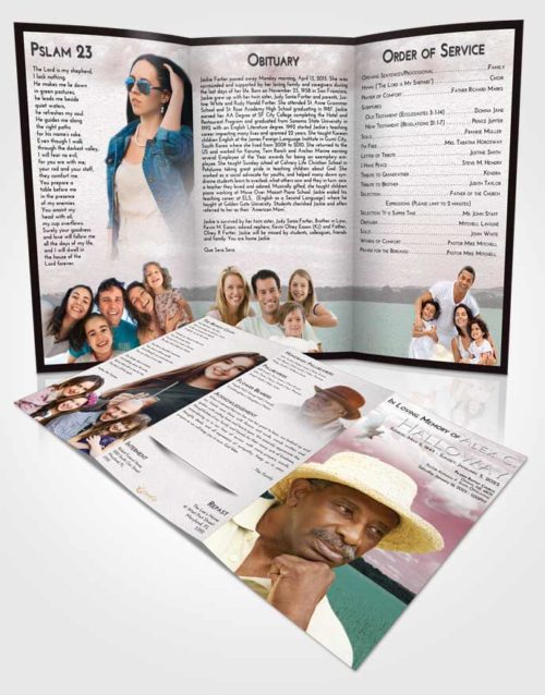 Obituary Template Trifold Brochure Morning Wheat Serenity