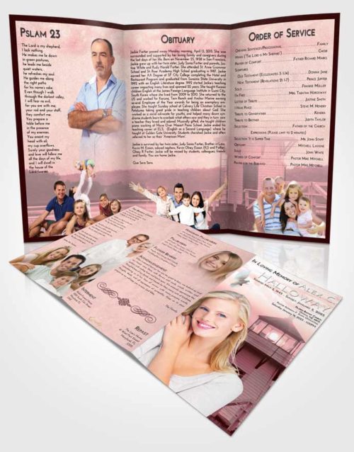 Obituary Template Trifold Brochure Pink Serenity Lighthouse Surprise