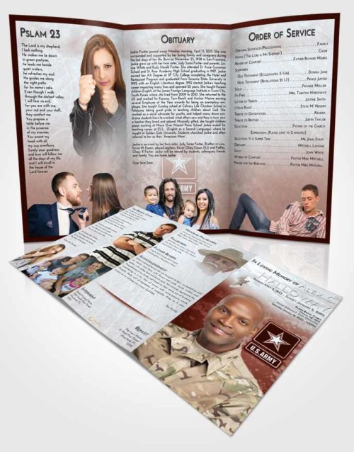 Obituary Template Trifold Brochure Ruby Love Army Duty