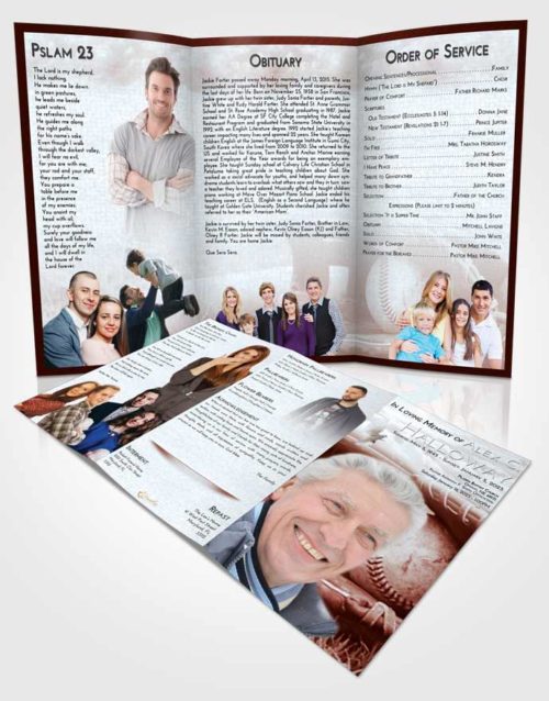 Obituary Template Trifold Brochure Ruby Love Baseball Tranquility
