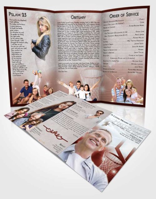 Obituary Template Trifold Brochure Ruby Love Basketball Pride