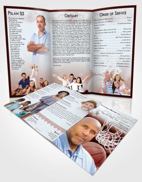 Obituary Template Trifold Brochure Ruby Love Basketball Swish