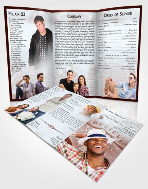 Obituary Template Trifold Brochure Ruby Love Bible Belief