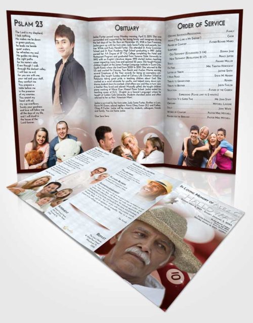 Obituary Template Trifold Brochure Ruby Love Billiards Tranquility