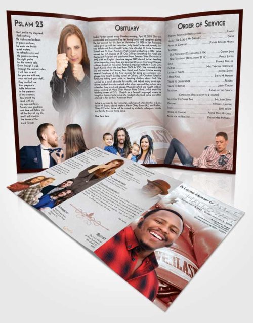 Obituary Template Trifold Brochure Ruby Love Boxing Everlast