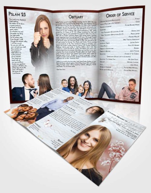 Obituary Template Trifold Brochure Ruby Love Colorful Spring