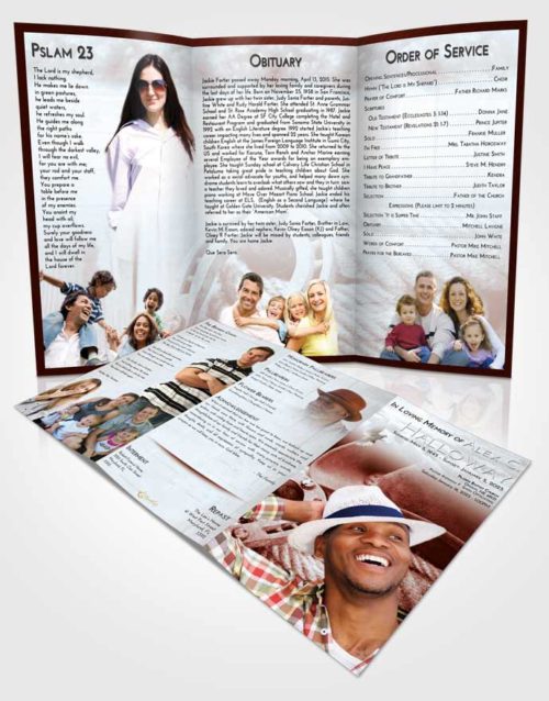Obituary Template Trifold Brochure Ruby Love Cowboy Divinity