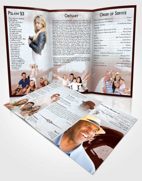 Obituary Template Trifold Brochure Ruby Love Cowboy Honor