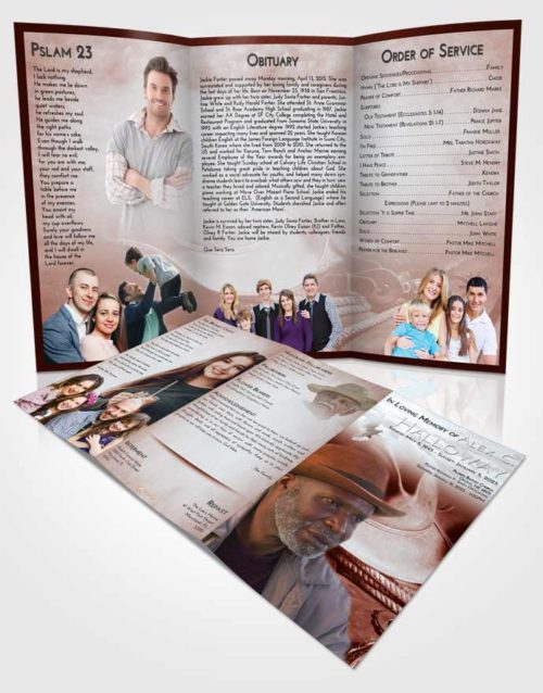 Obituary Template Trifold Brochure Ruby Love Cowboy Serenity