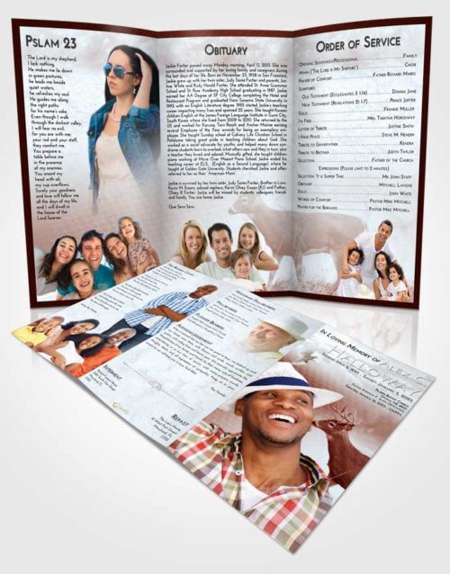 Obituary Template Trifold Brochure Ruby Love Deer Game