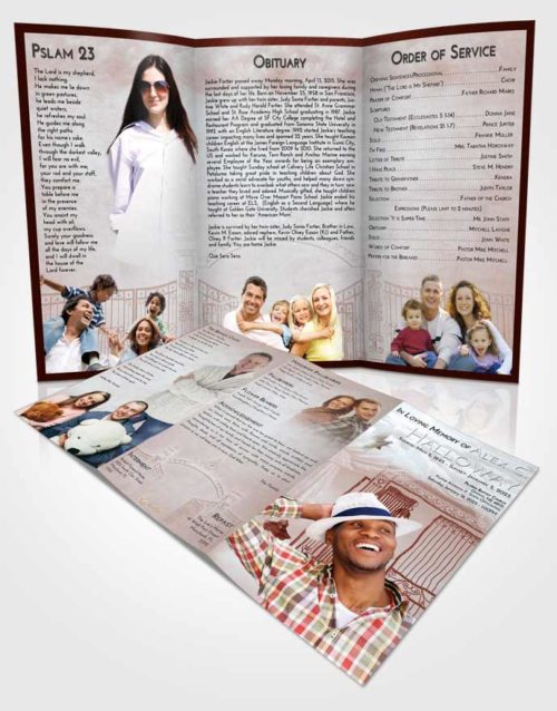 Obituary Template Trifold Brochure Ruby Love Dreamy Gates to Heaven