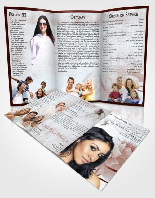 Obituary Template Trifold Brochure Ruby Love Floral Dream