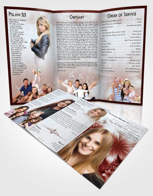 Obituary Template Trifold Brochure Ruby Love Floral Lust