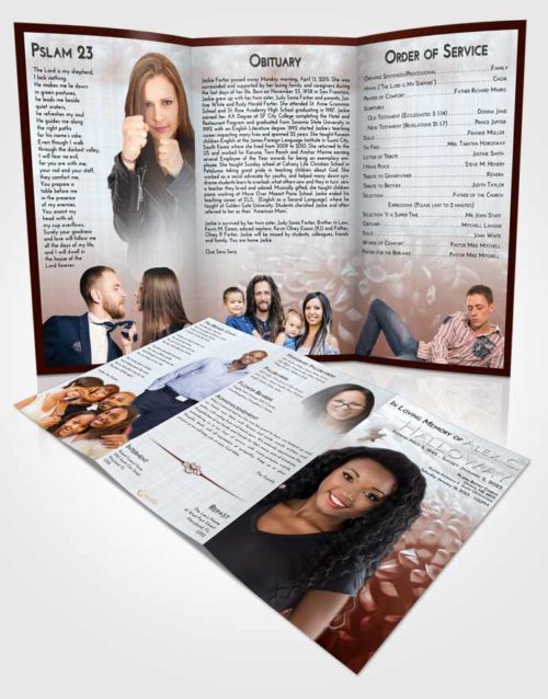 Obituary Template Trifold Brochure Ruby Love Floral Morning