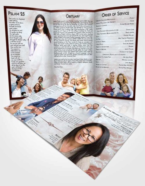Obituary Template Trifold Brochure Ruby Love Floral Relaxation