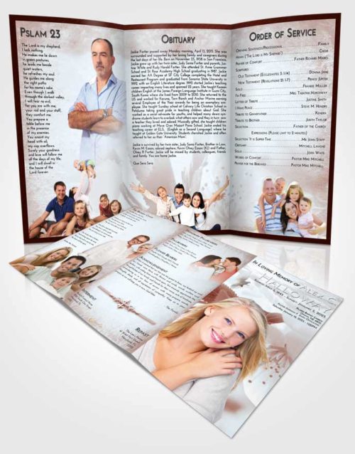 Obituary Template Trifold Brochure Ruby Love Flower of the Plume