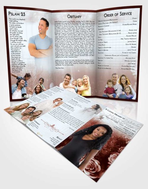 Obituary Template Trifold Brochure Ruby Love Flowering Garden