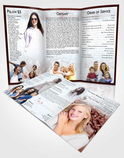 Obituary Template Trifold Brochure Ruby Love Flowering Path