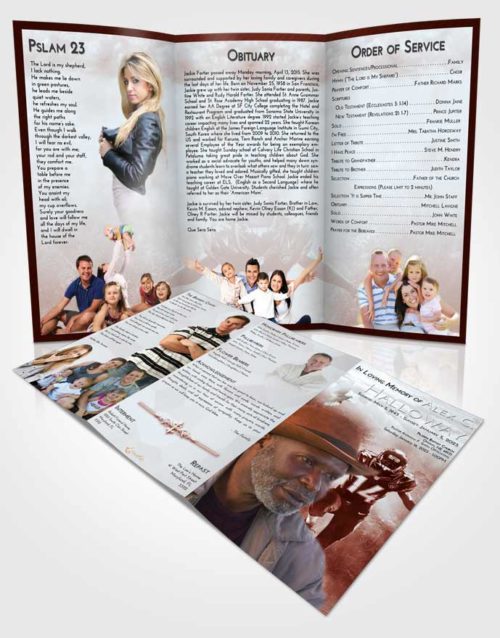 Obituary Template Trifold Brochure Ruby Love Football Serenity