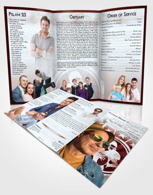 Obituary Template Trifold Brochure Ruby Love Football Surprise