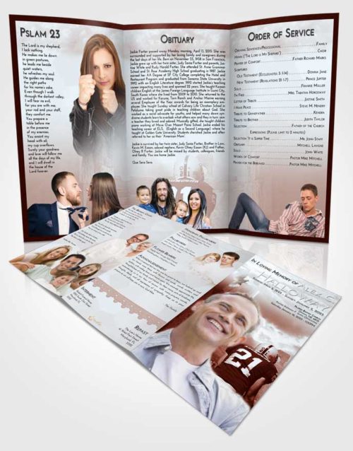 Obituary Template Trifold Brochure Ruby Love Football Victory