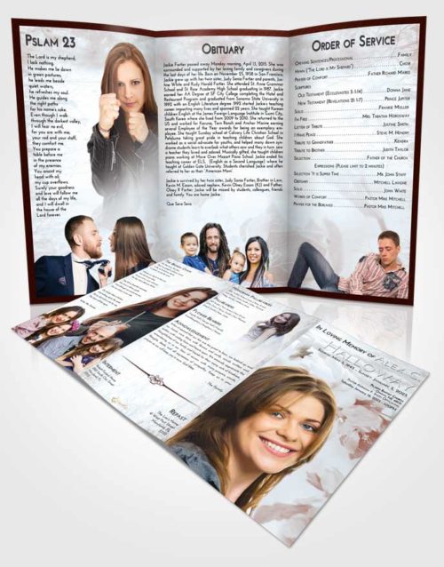 Obituary Template Trifold Brochure Ruby Love Heavenly Flowers